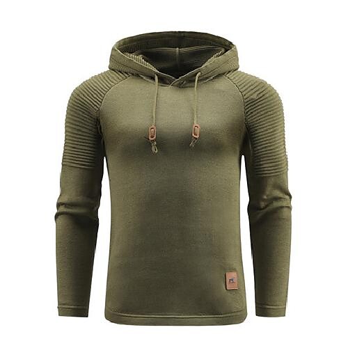 Men's Pullover Solid Color Hooded Sweater Basic Vintage Style Outdoor Daily