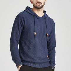 Men's Pullover Jacquard Check Pattern Hooded Sweater Basic Vintage Style
