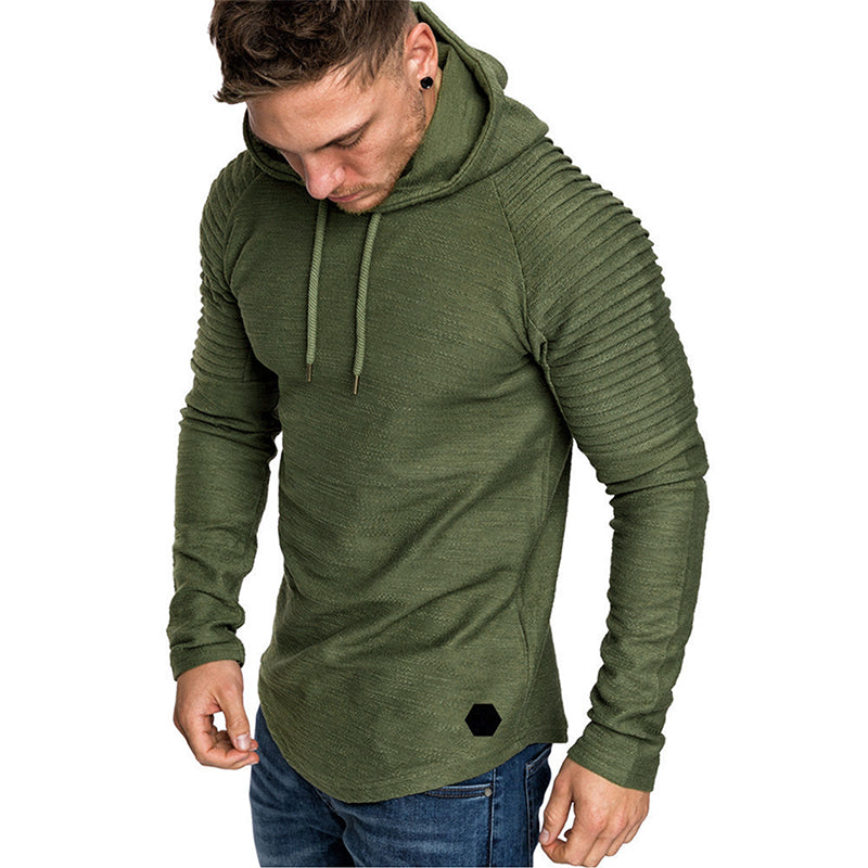 Men's Textured Solid Color Raglan Sleeves Pullover Hoodies Soft Breathable