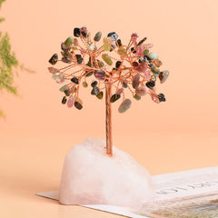 Natural Rose Quartz Jewelry Original Stone Base Fortune Tree