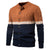 Men's Stand Collar Cotton Contrast Striped Cable Cardigan