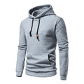 Men's Jacquard Small Check Solid Color Pullover Hoodie Sweatshirts