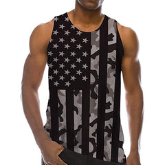 Men's 3D Print Striped Crew Neck Daily Vest