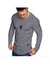 Men's Textured Solid Color Cut Detail Crew Neck Long-sleeve T-shirt