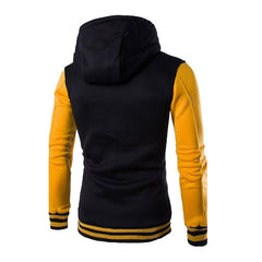 Men's Color Block Button Up Drawstring Hoodie
