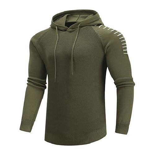 Men's Pullover Solid Color Patchwork Hooded  Sweater Casual Daily Outdoor