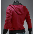 Men's Contrast Solid Color Zipper-up Hooded Jacket Active Hip Hop