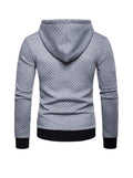 Men's Jacquard Small Check Hoodie Sweatshirt Jacket