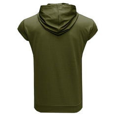 Men's Solid Color Casual Zipper Sports  Hoodie Tank Top