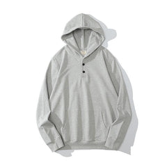 Men's Solid Color Sportswear Casual Thin Button Hooded Sweatshirt