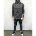Men's Solid Color Hooded Slim Fit Fleece Diagonal Placket Sweatshirt