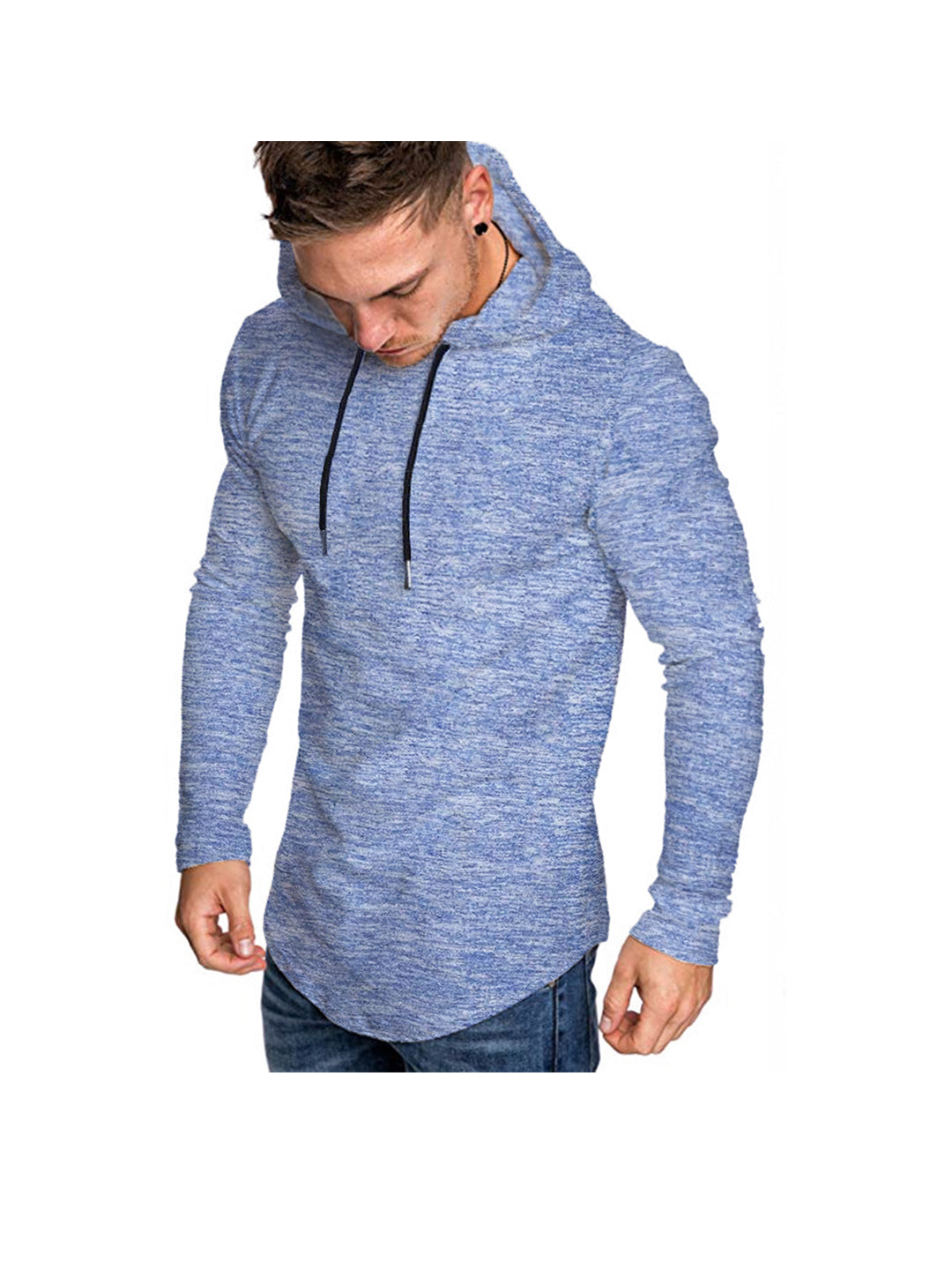 Men's Slub Yarn Hooded Long-sleeve T-shirt