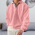Men's Solid Color Patchwork Sweatshirts Long Sleeve With Button Down