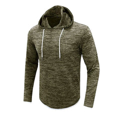 Men's Patchwork Slub Yarn Hooded Long-sleeve T-shirt