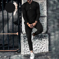 Men's Half Zip Texture Stretch Baseball Collar Long Sleeve Tracksuit