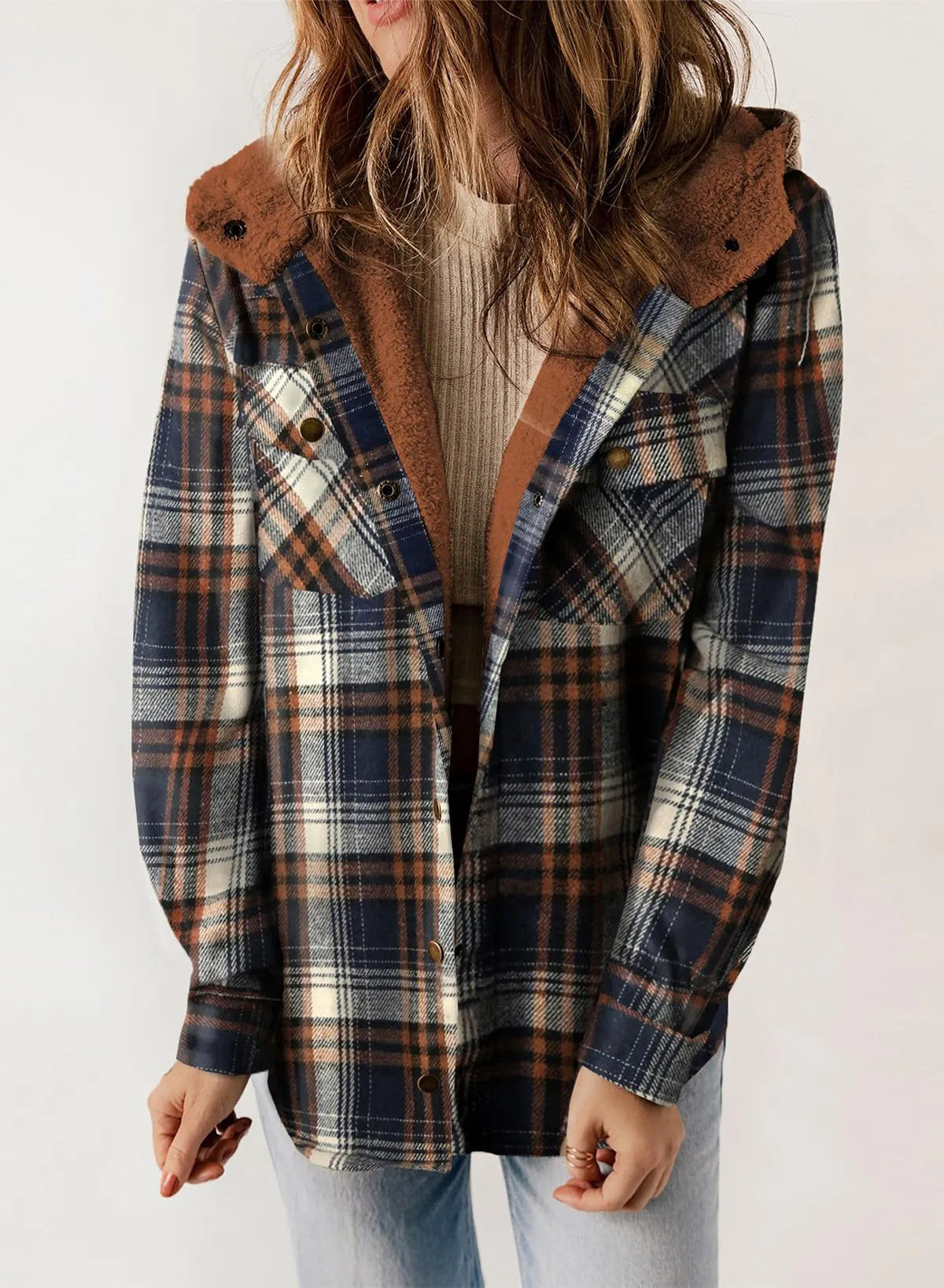 Women's Flannel Plaid Fleece Hooded Jacket (Buy 2 Free Shipping)