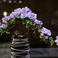 Tranquil Lavender Crystal Blossom Tree in Serene Blue Porcelain Vase
