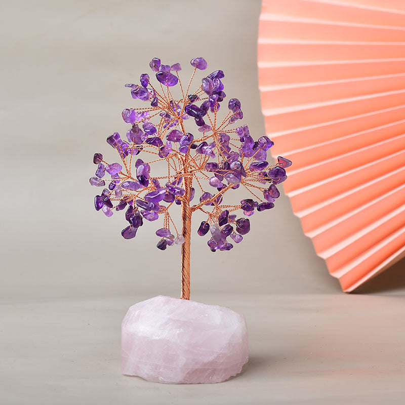 Natural Rose Quartz Base Fortune Tree