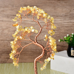 Welcoming Pine Natural Rose Quartz Base Fortune Tree