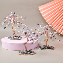 Natural Tri-color Agate Piece Base Crystal Fortune Tree