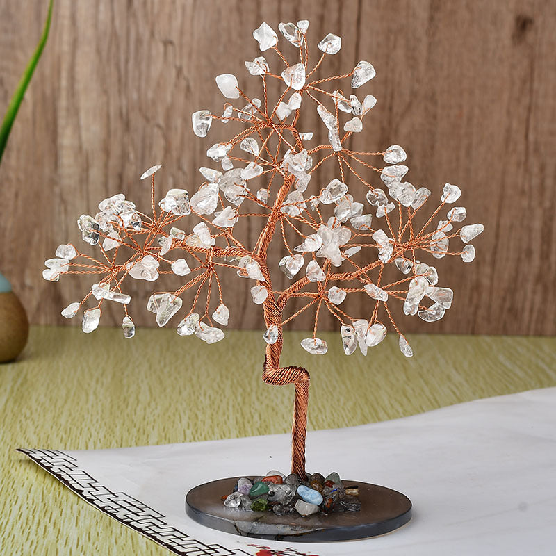 Natural Agate Base Copper Wire Fortune Tree Ornaments