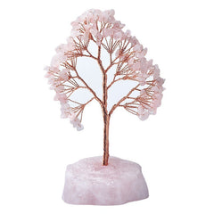 Natural Rose Quartz Stone Base Fortune Tree