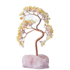 Welcoming Pine Natural Rose Quartz Base Fortune Tree