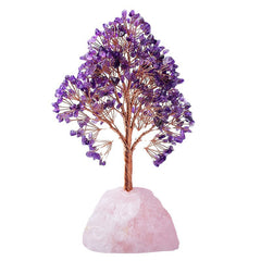 Natural Rose Quartz Fortune Tree Ornaments