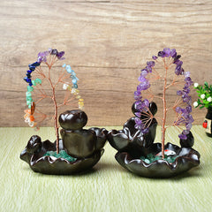 Natural Crystal Backflow Incense Base Fortune Tree