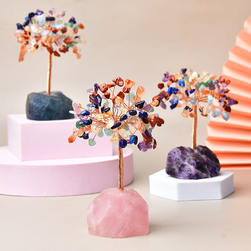 Natural Colorful Crystal Fortune Tree Coffee Table Ornaments