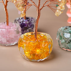 Diamond Bowl Natural Crystal Fortune Tree Ornaments
