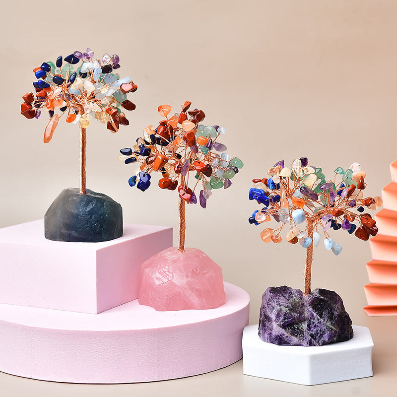 Natural Colorful Crystal Fortune Tree Coffee Table Ornaments