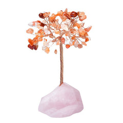 Natural Pink Crystal Stone Base Fortune Tree