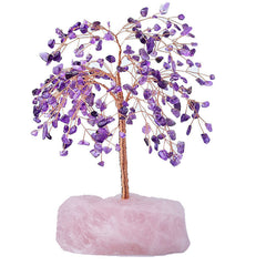 Natural Amethyst Cluster Base Copper Wire Fortune Tree