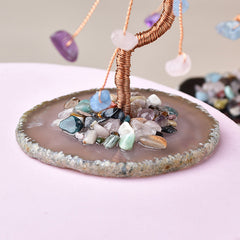 Natural Tri-color Agate Piece Base Crystal Fortune Tree