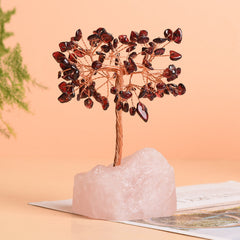 Natural Pink Crystal Stone Base Fortune Tree