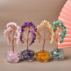 Diamond Bowl Natural Crystal Fortune Tree Ornaments