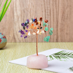 Natural Pink Crystal Base Fortune Tree
