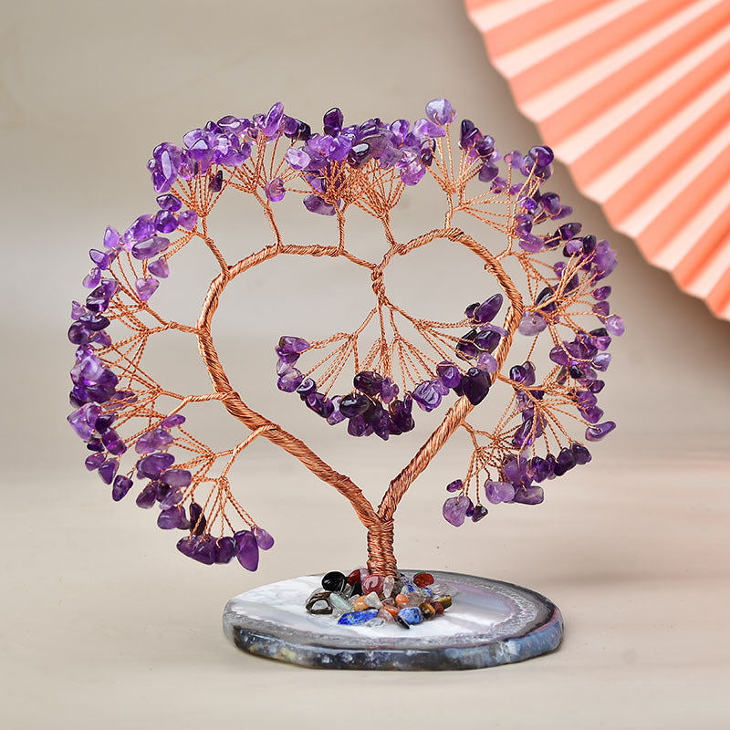 Crystal Fortune Tree with Natural Agate Base
