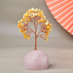 Natural Rose Quartz Copper Wire Fortune Tree