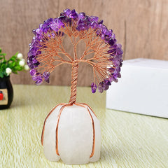 Natural White Crystal Base Fortune Tree