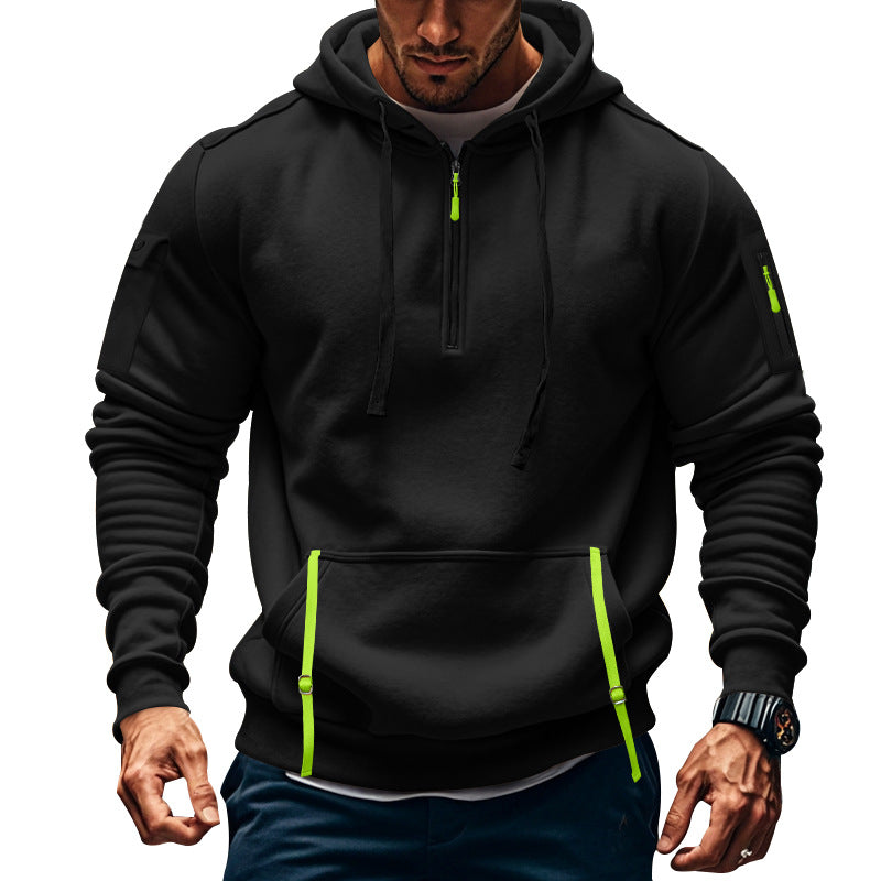 Men's Fleece Lined Multiple Pockets Sports Hoodie