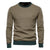 Men's Casual Warm Cotton Spliced Pullovers Crew Neck Sweater