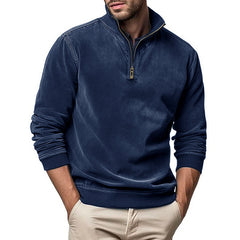 Men's Zipper Stand Collar Henley Sweatshirt
