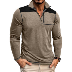 Men's Color Block Long Sleeve Stand Collar Zip Sweatshirt