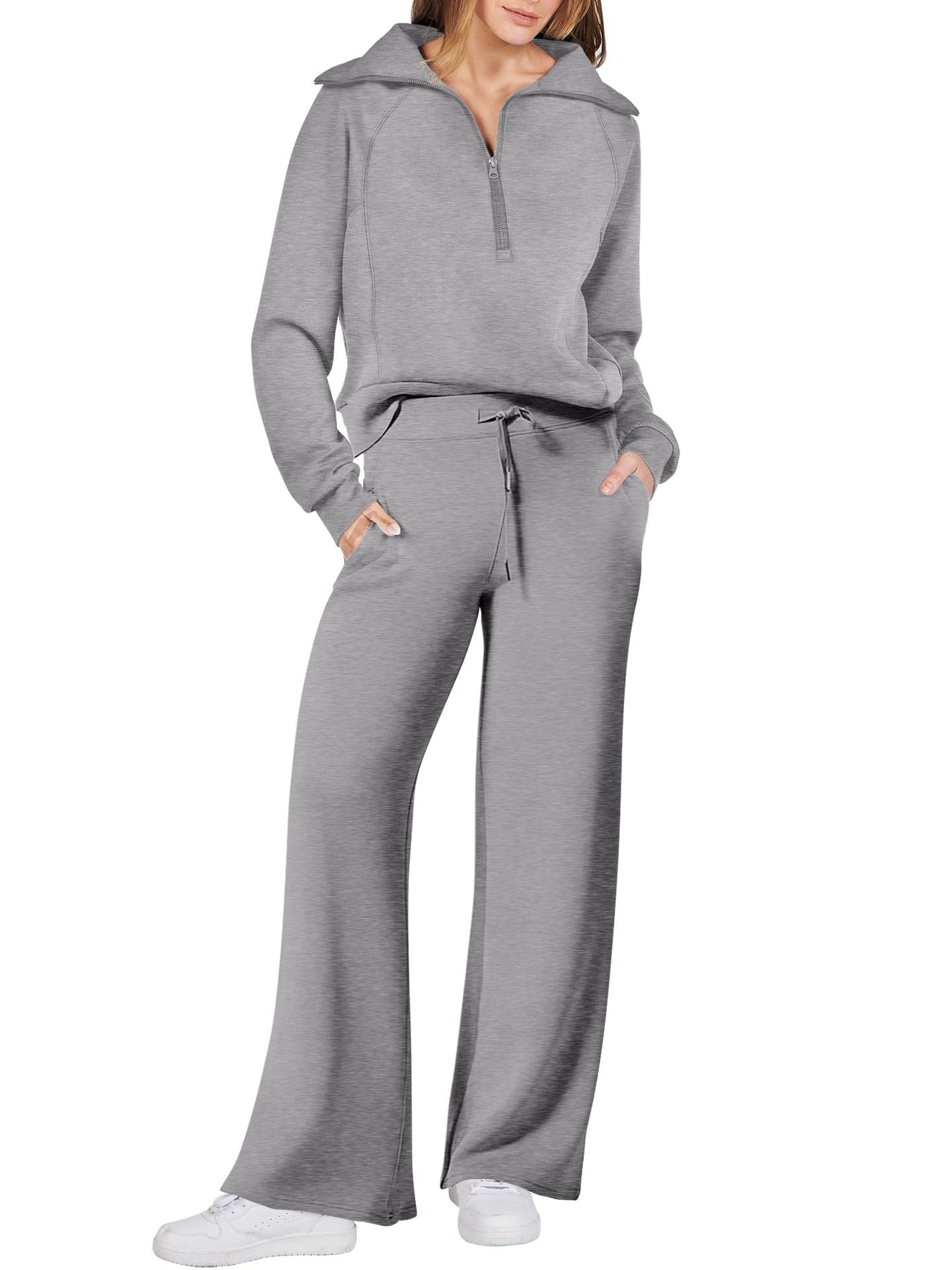 Women's Navy Collar Half Zip Suit (Buy 2 Free Shipping)