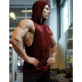 Men's Workout Hooded Tank Tops Sleeveless Gym Hoodies with Pockets