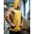Men's Workout Hooded Tank Tops Sleeveless Gym Hoodies with Pockets