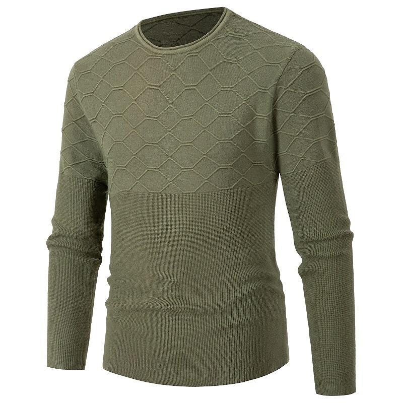 Men's Casual Solid Color Round Neck Pullover Sweater