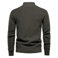 Men's Texture Pattern Stand Collar Knitted Cardigan
